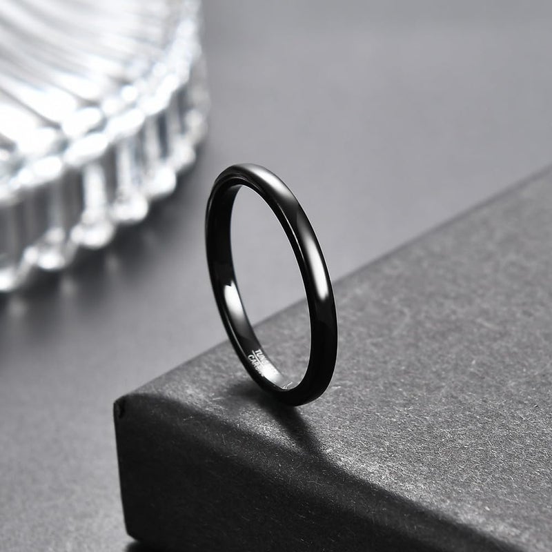 VQYSKO Tungsten Wedding Band Ring for Men Women | 2mm 4mm 6mm 8mm Gold Domed Tungsten Wedding Band Ring for Men Women High Polish Comfort Fit | Size 5-14 - Image 1